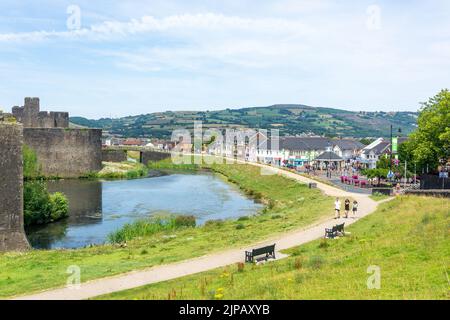 Caerphilly Castle and Grat, Caerphilly (Caerffili), Caerphilly County Borough, Wales (Cymru), Vereinigtes Königreich Stockfoto