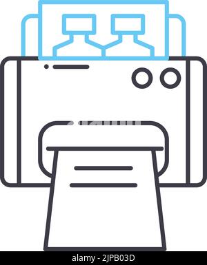 Zeilensymbol für Tintenstrahldrucker, Umrisssymbol, Vektordarstellung, Konzeptschild Stock Vektor