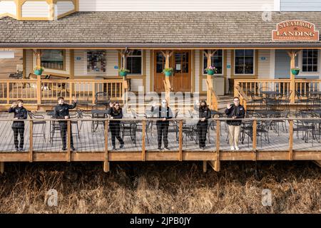 Die Riverboat Discovery Tour in Fairbanks wird auf einem authentischen Alaskan-Sternwheeler durchgeführt Stockfoto