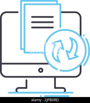 Synchronisieren von Liniensymbol, Umrisssymbol, Vektordarstellung, Konzeptzeichen Stock Vektor