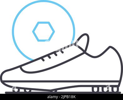 Fußballschuhe Linie Symbol, Umriss Symbol, Vektor-Illustration, Konzept Zeichen Stock Vektor