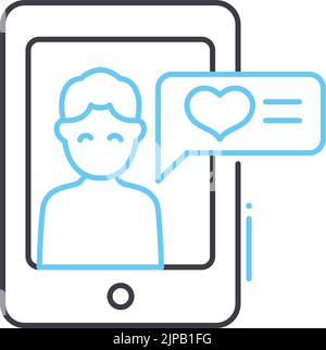 Mobile Dating-Linie Symbol, Umriss-Symbol, Vektor-Illustration, Konzept-Zeichen Stock Vektor