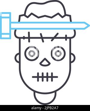 Scary Zombie-Linie Symbol, Umriss-Symbol, Vektor-Illustration, Konzept-Zeichen Stock Vektor