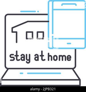 Gehen Sie zu Symbol für die entfernte Arbeitslinie, Umrisssymbol, Vektordarstellung, Konzeptschild Stock Vektor