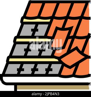 Abbildung der farbigen Symbole für die Montage des gefliesten Dachs Stock Vektor