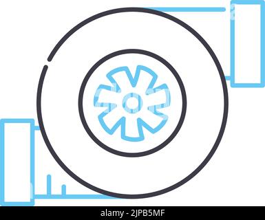Turbolader-Liniensymbol, Umrisssymbol, Vektordarstellung, Konzeptschild Stock Vektor