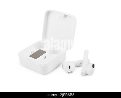 Kabellose Kopfhörer isoliert auf weißem Hintergrund Stockfoto