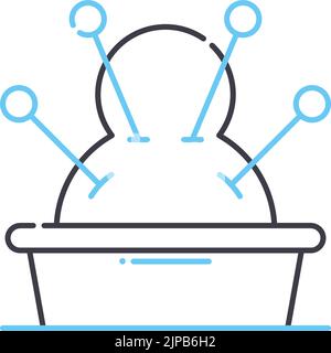 pincushion-Liniensymbol, Umrisssymbol, Vektordarstellung, Konzeptzeichen Stock Vektor