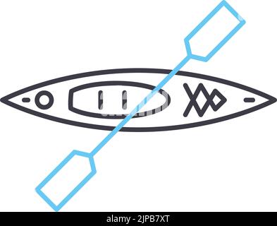 Kajakfahren Trip Line Symbol, Umrisssymbol, Vektordarstellung, Konzeptschild Stock Vektor