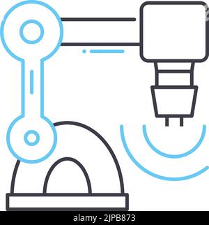 Industrielle Maschine Linie Symbol, Umriss Symbol, Vektor-Illustration, Konzept Zeichen Stock Vektor