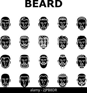 Bart Frisur Gesicht männlichen Symbole Set Vektor Stock Vektor