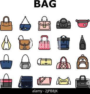 Tasche Handtasche Frau Handtasche Mode-Icons Set Vektor Stock Vektor