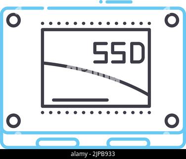 ssd-Laufwerksymbol, Umrisssymbol, Vektordarstellung, Konzeptschild Stock Vektor