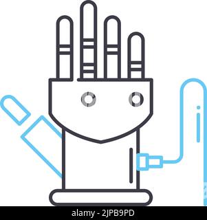 Trackinghandschuh-Liniensymbol, Umrisssymbol, Vektordarstellung, Konzeptzeichen Stock Vektor