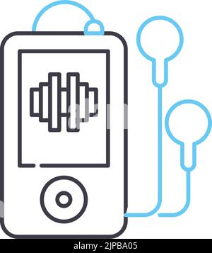 Tragbarer Musik-Player-Line-Symbol, Umrisssymbol, Vektordarstellung, Konzeptschild Stock Vektor
