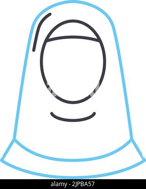 muslimische Frauen Linie Symbol, Umriss Symbol, Vektor-Illustration, Konzept Zeichen Stock Vektor