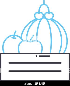 Vegane Produktlinie Symbol, Umriss Symbol, Vektor-Illustration, Konzept Zeichen Stock Vektor