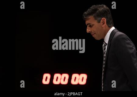 Rishi Sunak spricht über konservative Führungswahlen, Perth, Schottland, Großbritannien 16. August 2022 Stockfoto