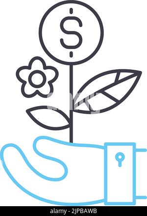 Symbol für Geldwachstumslinie, Umrisssymbol, Vektordarstellung, Konzeptzeichen Stock Vektor