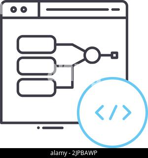 Programmalgorithmus Liniensymbol, Umrisssymbol, Vektordarstellung, Konzeptzeichen Stock Vektor