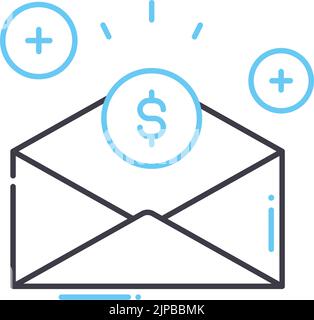 Symbol für Subventionslinie, Umrisssymbol, Vektordarstellung, Konzeptzeichen Stock Vektor