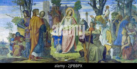 Die Kunst, die durch das Christentum in Deutschland eingeführt wird (1834 – 1836) Gemälde von Philipp Veit Stockfoto