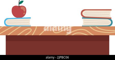 Lehrer Schreibtisch mit Büchern Stock Vektor