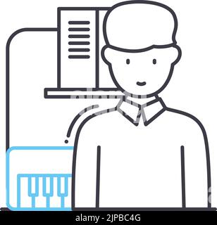 Pianolinien-Symbol, Umrisssymbol, Vektorgrafik, Konzeptzeichen Stock Vektor