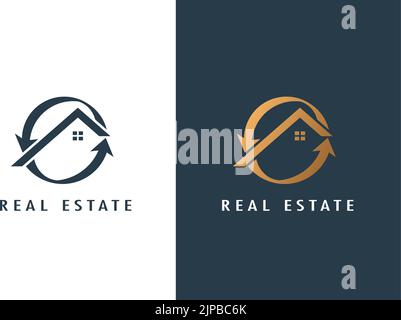 Haus Logo Renovierung, Recycling, umweltfreundliche Konzept verwendbar für Immobilien, Bau, Architektur Copy space Flat Color blue Design Template Stock Vektor