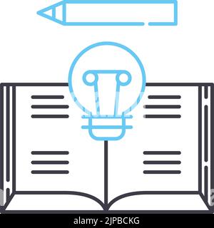 Lernen Sie, das Liniensymbol, das Umrisssymbol, die Vektordarstellung und das Konzeptzeichen zu verbessern Stock Vektor