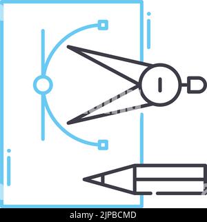 Geometrische Werkzeuge Liniensymbol, Umrisssymbol, Vektordarstellung, Konzeptzeichen Stock Vektor