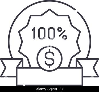Geld-zurück-Garantie-Linie Symbol, Umriss-Symbol, Vektor-Illustration, Konzept-Zeichen Stock Vektor