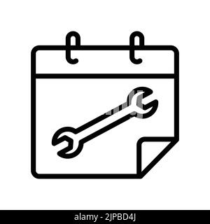 Kalender-Symbol mit Doppelschlüssel. Symbol im Zusammenhang mit Bau, Arbeitstag. Liniensymbole. Einfaches Design bearbeitbar Stock Vektor
