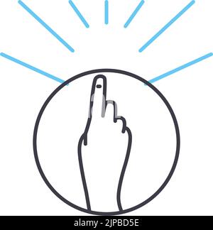 Hand-Touch-Gesten-Liniensymbol, Umrisssymbol, Vektordarstellung, Konzeptzeichen Stock Vektor