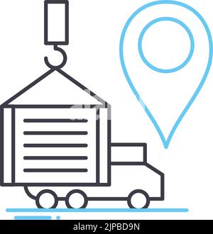 Logistik-Zielliniensymbol, Umrisssymbol, Vektordarstellung, Konzeptschild Stock Vektor