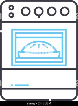 Symbol für Backofenlinie, Umrisssymbol, Vektordarstellung, Konzeptschild Stock Vektor