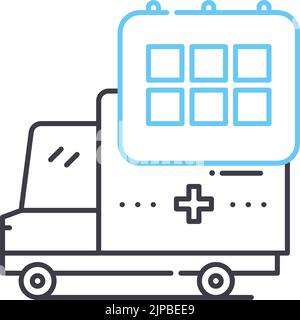 Symbol für monatliche Lieferlinie, Umrisssymbol, Vektordarstellung, Konzeptschild Stock Vektor