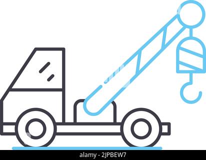 Symbol für die Linie des Abschleppwagens, Umrisssymbol, Vektordarstellung, Konzeptschild Stock Vektor