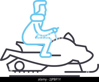 Snow Racer Linie Symbol, Umriss Symbol, Vektor-Illustration, Konzept Zeichen Stock Vektor