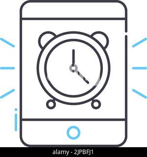 Zeilensymbol für den mobilen Wecker, Umrisssymbol, Vektordarstellung, Konzeptschild Stock Vektor