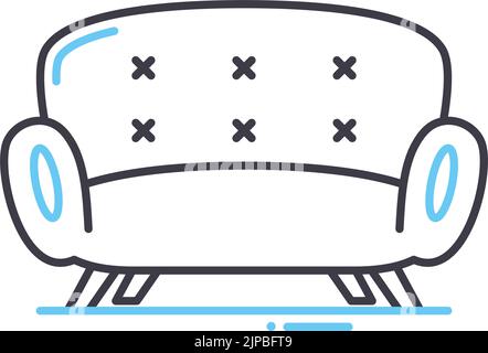 Symbol für die Sofalinie, Umrisssymbol, Vektordarstellung, Konzeptzeichen Stock Vektor
