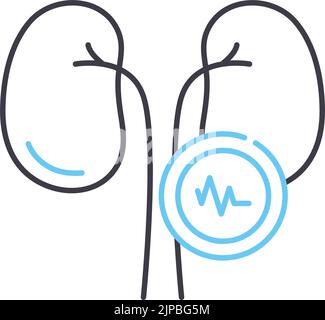 Liniensymbol für Nierenerkrankungen, Umrisssymbol, Vektordarstellung, Konzeptzeichen Stock Vektor