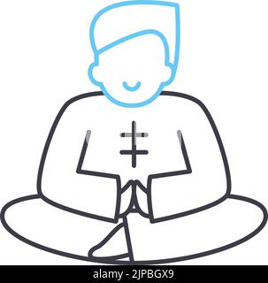 Meditationsliniensymbol, Umrisssymbol, Vektordarstellung, Konzeptzeichen Stock Vektor