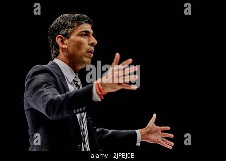 Perth Schottland, Großbritannien 16. August 2022. Rishi Sunak bei der Führung der Konservativen Partei in der Perth Concert Hall. Kredit sst/alamy Live-Nachrichten Stockfoto