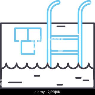 Symbol der Schwimmbadlinie, Umrisssymbol, Vektordarstellung, Konzeptschild Stock Vektor