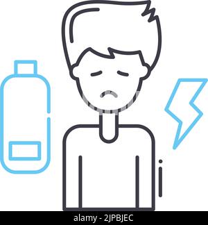 Symbol der Müdigkeit, Umrisssymbol, Vektorgrafik, Konzeptzeichen Stock Vektor