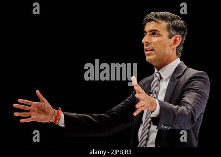 Perth Schottland, Großbritannien 16. August 2022. Rishi Sunak bei der Führung der Konservativen Partei in der Perth Concert Hall. Kredit sst/alamy Live-Nachrichten Stockfoto