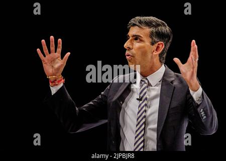 Perth Schottland, Großbritannien 16. August 2022. Rishi Sunak bei der Führung der Konservativen Partei in der Perth Concert Hall. Kredit sst/alamy Live-Nachrichten Stockfoto
