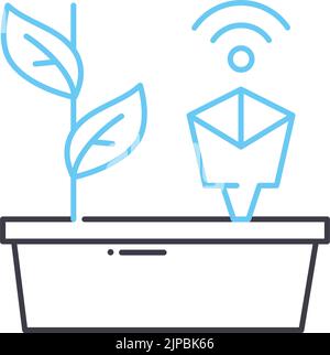 Smart Plant Pot Line Symbol, Umrisssymbol, Vektordarstellung, Konzeptschild Stock Vektor