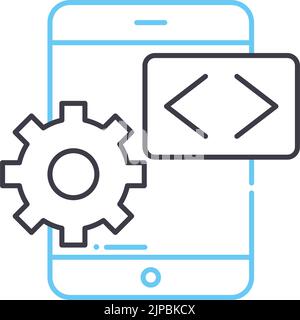 Stem-Programm-Liniensymbol, Umrisssymbol, Vektordarstellung, Konzeptzeichen Stock Vektor